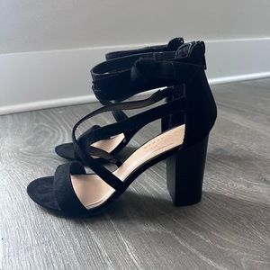 LC Lauren Conrad Black Strappy Heels